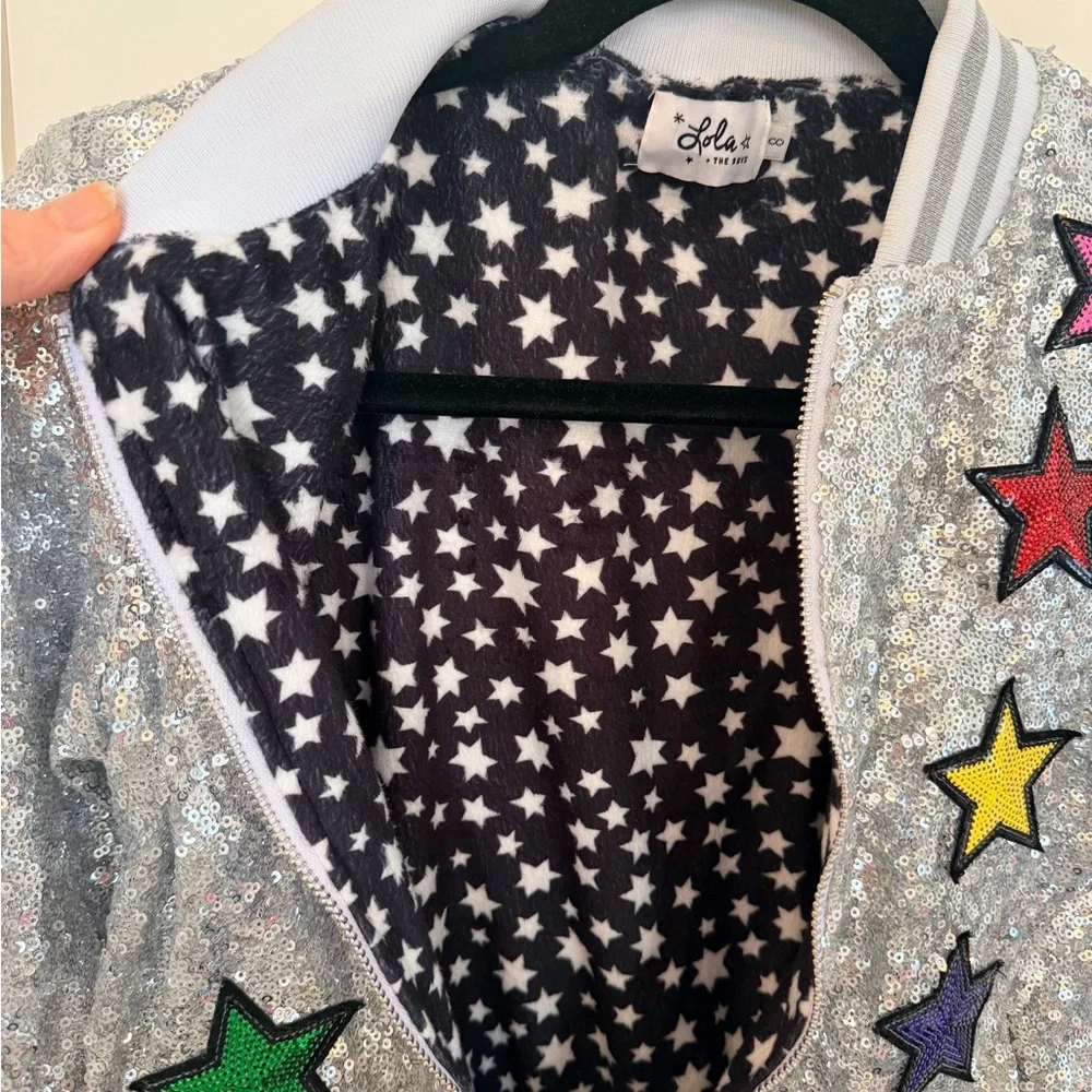Lola + the Boys Silver Sequin Unicorn Jacket with Star Accents size 8 - Picture 5 of 6